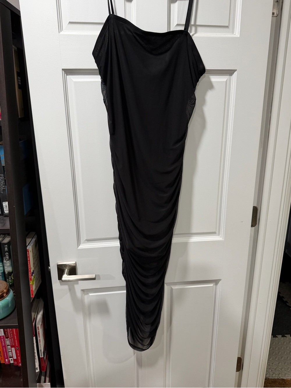 wild fable Black Ruched Maxi Slip Dress
